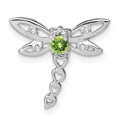 14k White Gold Peridot and Diamond Dragonfly Chain Slide