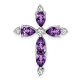 14k White Gold Amethyst and Diamond Cross Chain Slide