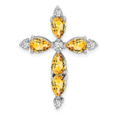 14k White Gold Citrine and Diamond Cross Chain Slide - 2