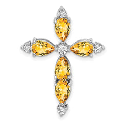 14k White Gold Citrine and Diamond Cross Chain Slide - 2