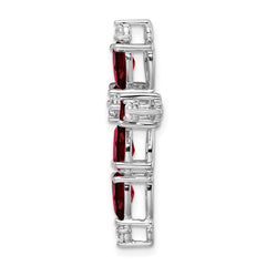 14k White Gold Garnet and Diamond Cross Chain Slide