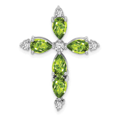 14k White Gold Peridot and Diamond Cross Chain Slide - 2