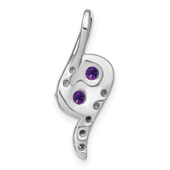 14k White Gold Amethyst and Diamond Chain Slide