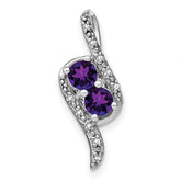14k White Gold Amethyst and Diamond Chain Slide