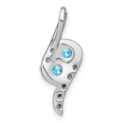 14k White Gold Blue Topaz and Diamond Chain Slide
