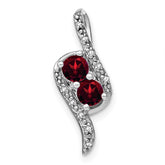 14k White Gold Garnet and Diamond Chain Slide
