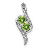 14k White Gold Peridot and Diamond Chain Slide