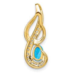14k Blue Topaz and Diamond Swirl Pendant