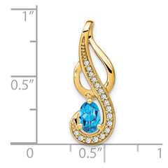 14k Blue Topaz and Diamond Swirl Pendant