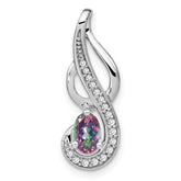 14k White Gold Mystic Fire Topaz and Diamond Swirl Pendant