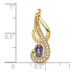 14k Mystic Fire Topaz and Diamond Swirl Pendant