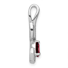 14k White Gold Garnet and Diamond Swirl Pendant