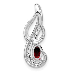 14k White Gold Garnet and Diamond Swirl Pendant