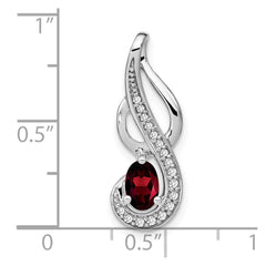 14k White Gold Garnet and Diamond Swirl Pendant