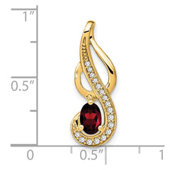 14k Garnet and Diamond Swirl Pendant
