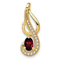 14k Garnet and Diamond Swirl Pendant