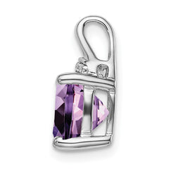 14k White Gold Cushion Amethyst and Diamond Pendant - 5
