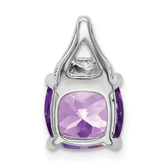 14k White Gold Cushion Amethyst and Diamond Pendant - 5