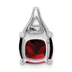 14k White Gold Cushion Garnet and Diamond Pendant