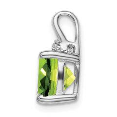 14k White Gold Cushion Peridot and Diamond Pendant - 4