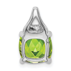 14k White Gold Cushion Peridot and Diamond Pendant - 4