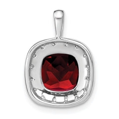 14k White Gold Cushion Garnet and Diamond Pendant - 8