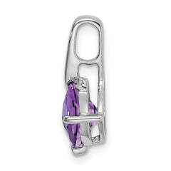 14k White Gold Cushion Amethyst and Diamond Pendant - 4