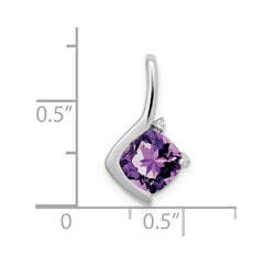 14k White Gold Cushion Amethyst and Diamond Pendant - 4