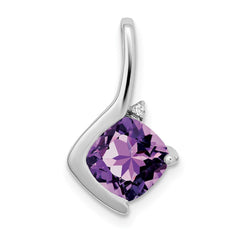14k White Gold Cushion Amethyst and Diamond Pendant - 4