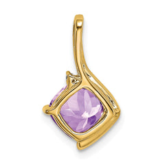 14k Cushion Amethyst and Diamond Pendant - 3