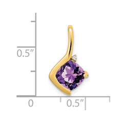 14k Cushion Amethyst and Diamond Pendant - 3