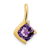 14k Cushion Amethyst and Diamond Pendant - 3
