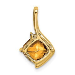 14k Cushion Citrine and Diamond Pendant - 3