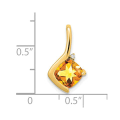 14k Cushion Citrine and Diamond Pendant - 3