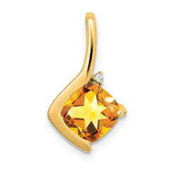 14k Cushion Citrine and Diamond Pendant - 3