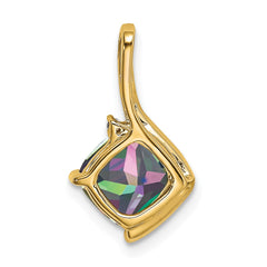 14k Cushion Mystic Fire Topaz and Diamond Pendant
