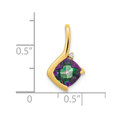 14k Cushion Mystic Fire Topaz and Diamond Pendant