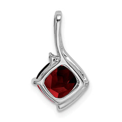 14k White Gold Cushion Garnet and Diamond Pendant - 9