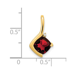 14k Cushion Garnet and Diamond Pendant