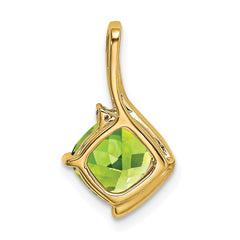14k Cushion Peridot and Diamond Pendant