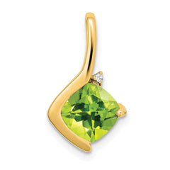 14k Cushion Peridot and Diamond Pendant
