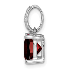 14k White Gold Cushion Garnet and Diamond Pendant - 3