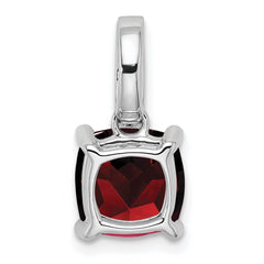 14k White Gold Cushion Garnet and Diamond Pendant - 3