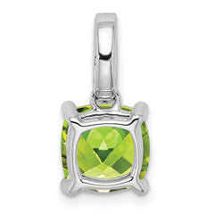 14k White Gold Cushion Peridot and Diamond Pendant - 9