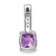 14k White Gold Cushion Amethyst and Diamond Pendant - 11