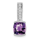 14k White Gold Cushion Amethyst and Diamond Pendant - 11