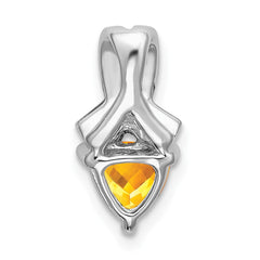 14k White Gold Trillion Citrine and Diamond Pendant