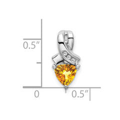 14k White Gold Trillion Citrine and Diamond Pendant