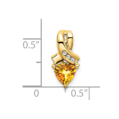 14k Trillion Citrine and Diamond Pendant