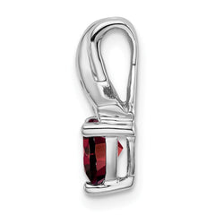 14k White Gold Trillion Garnet and Diamond Pendant